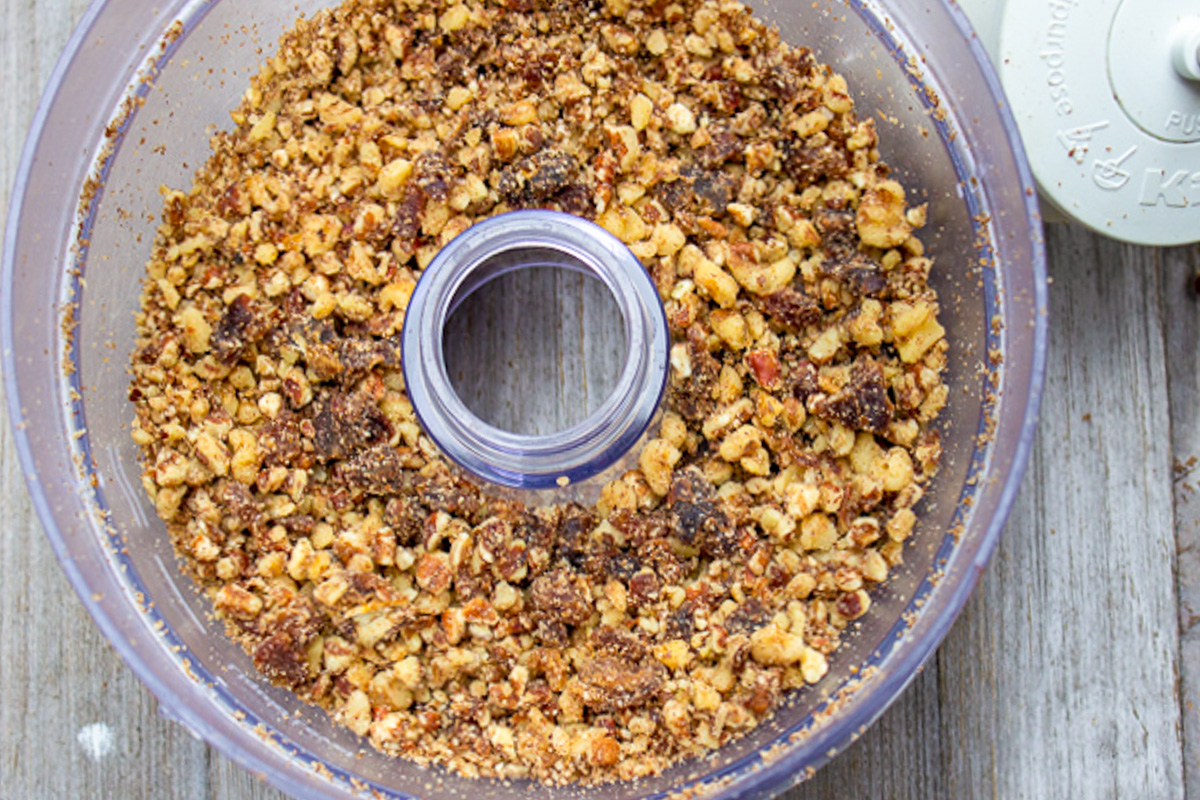 date and nut mixture in food processor bowl.
