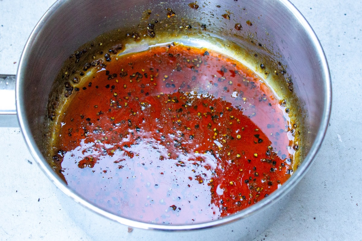 honey garlic sauce in pot.