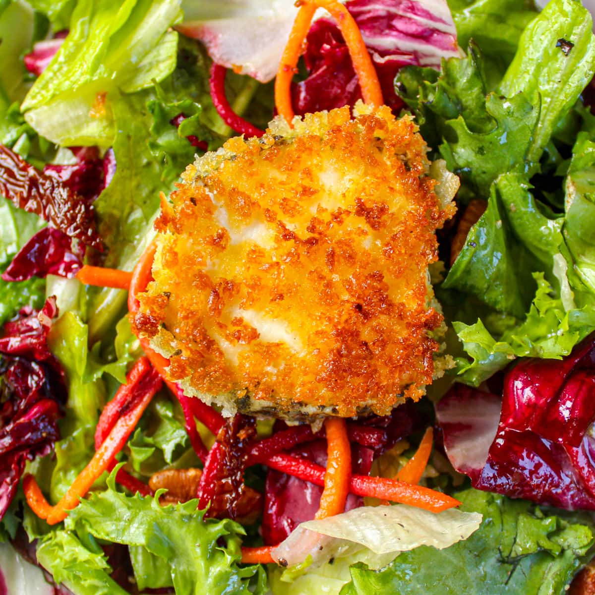 Warm Crusted Goat Cheese Salad (Pan-Fried)