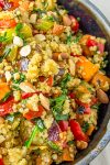 vegetable stuffing with quinoa in bowl.