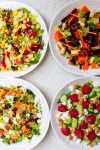 4 Holiday chopped salads for Halloween, Labor Day, Thanksgiving, Christmas.