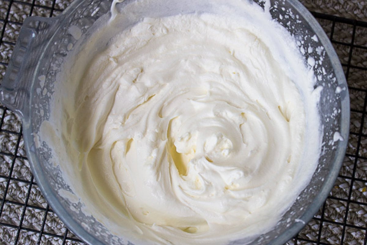 Whipped cream in a bowl.