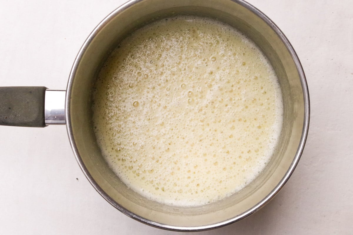 Roux or flour and butter in pot.