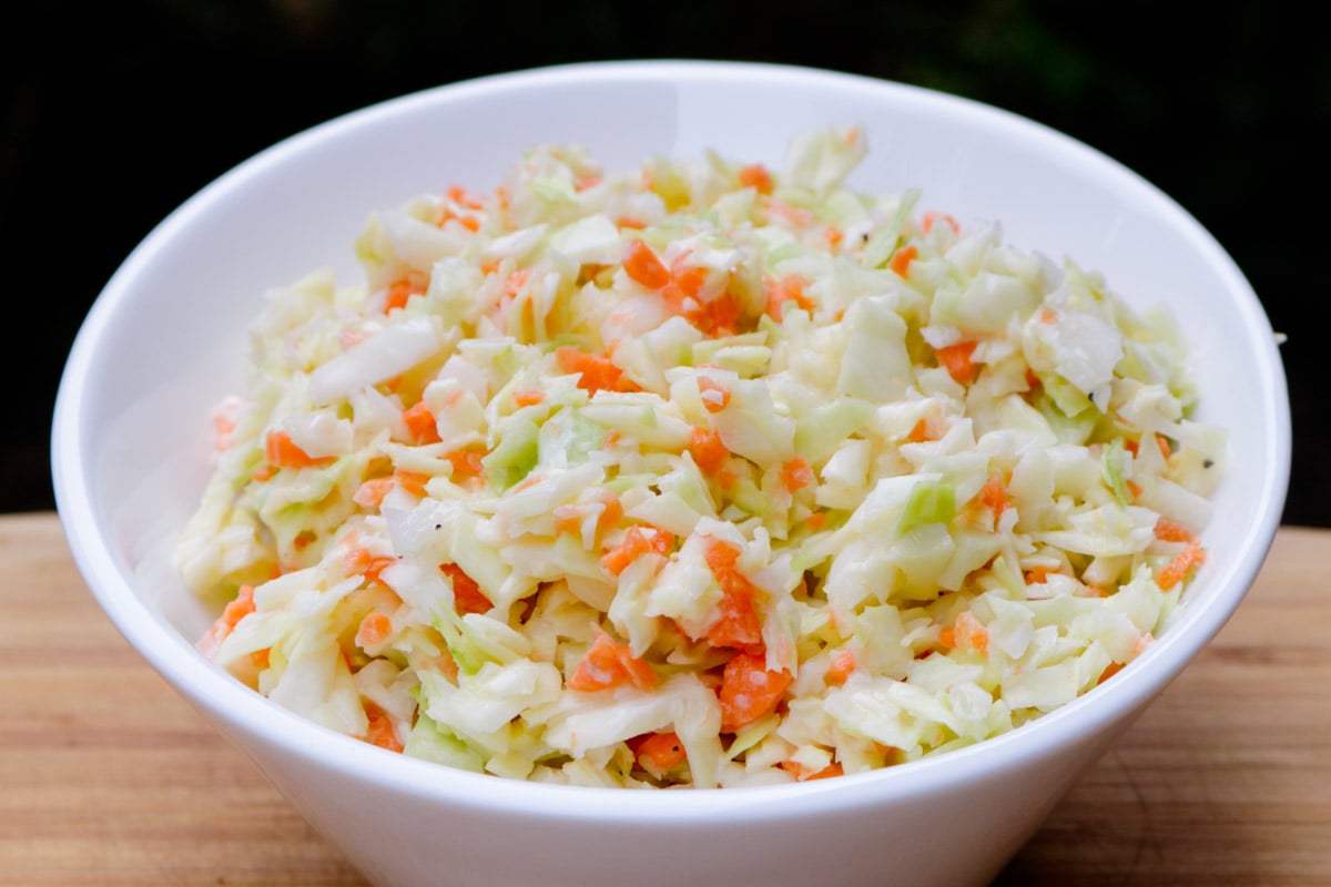 KFC cabbage in white bowl.