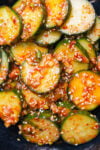 Bowl of Korean cucumber salad.