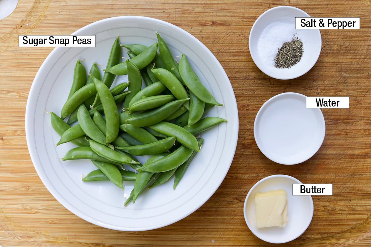 Sugar snap peas, butter, water, salt & pepper.
