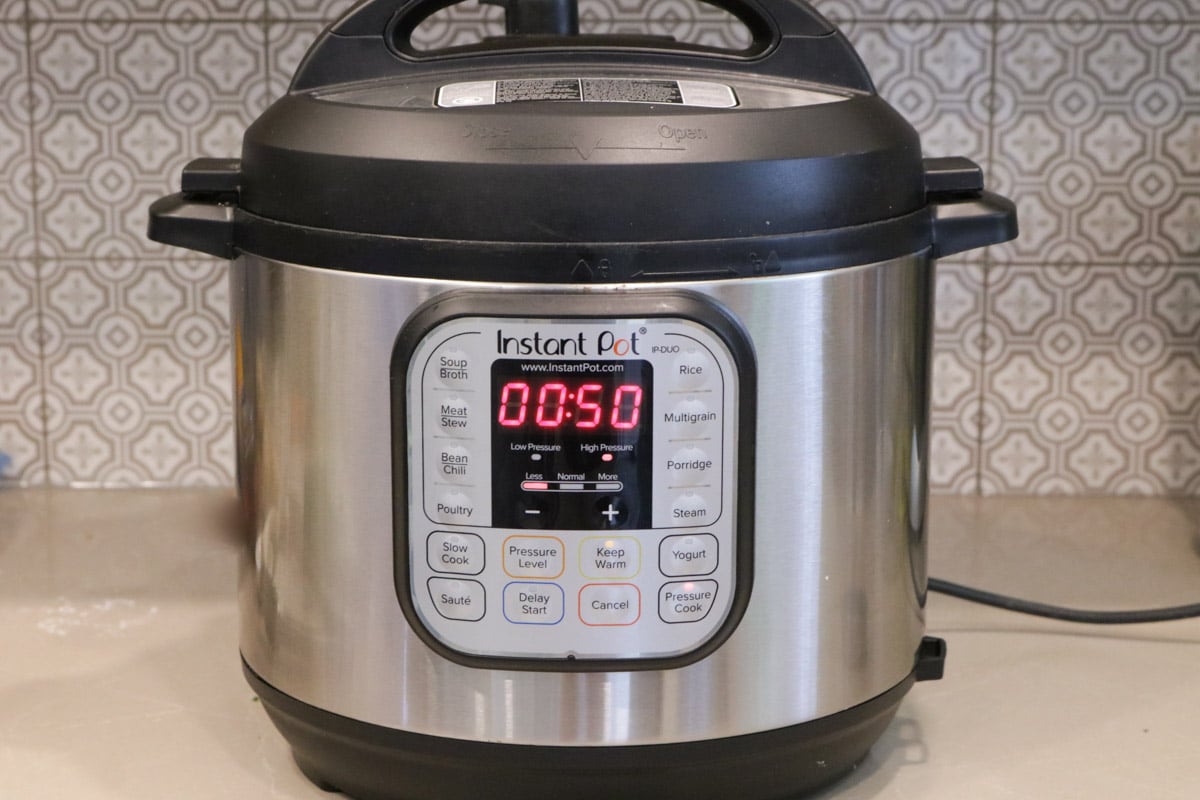 Instant Pot set to high pressure for 50 minutes.