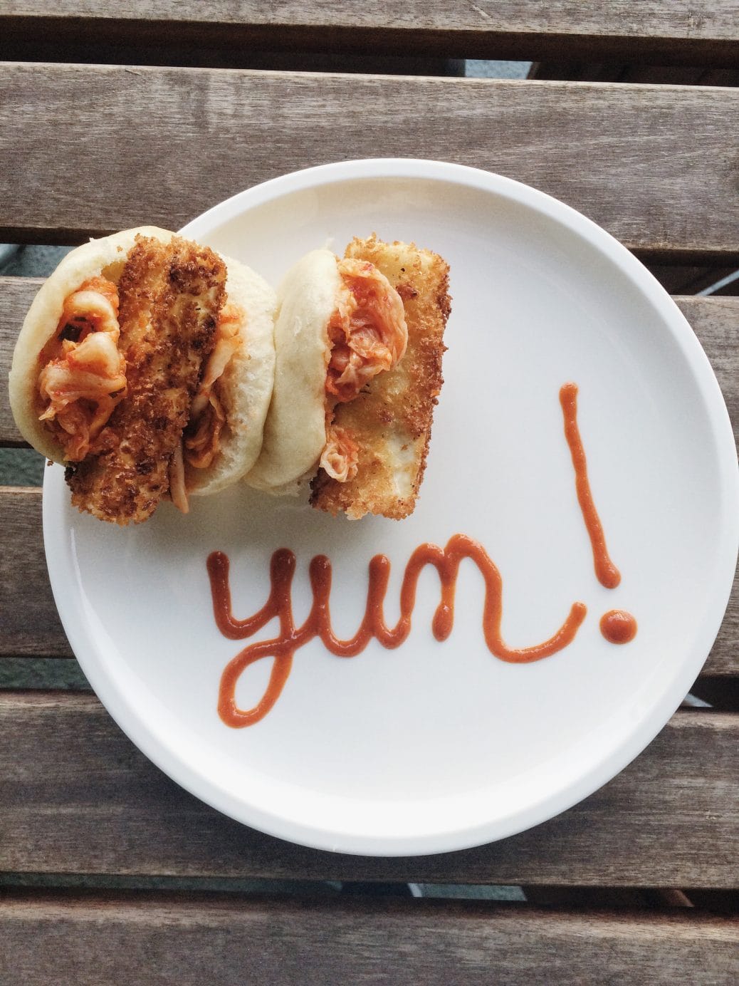 Panko Crusted Tofu Steamed Buns on a plate