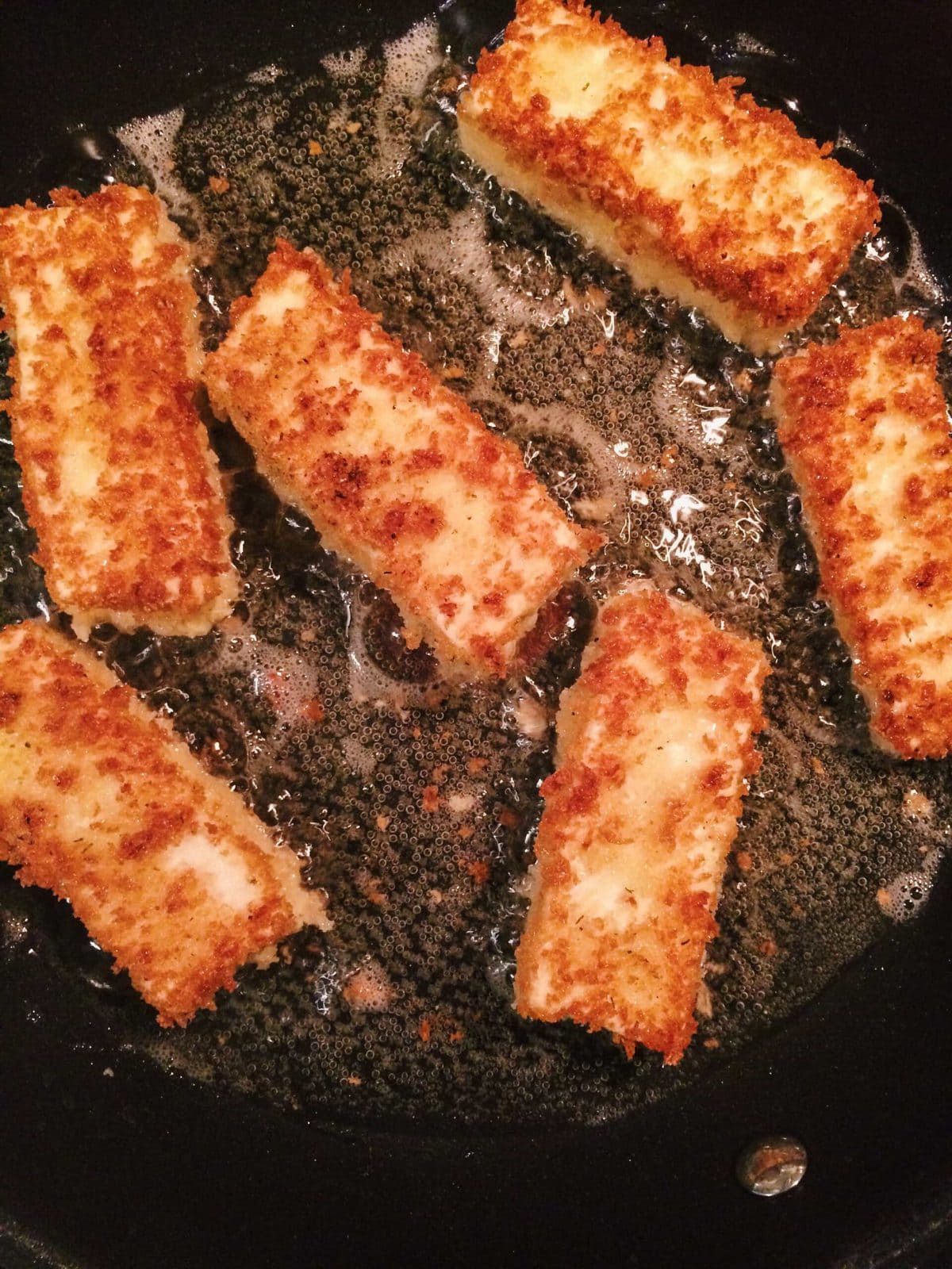 fried tofu in pan